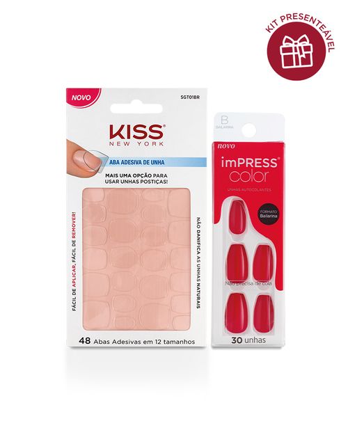 Kit Presente Unha ImPress Color Bailarina Beet Snacks + Aba adesiva - Kiss New York