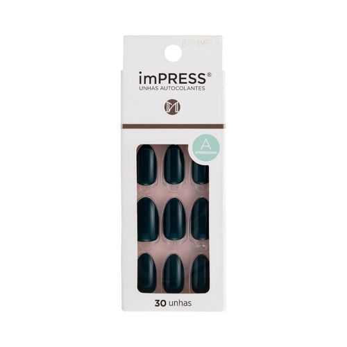 Unha Postiça Autocolante imPress Amendoada Emerald - Kiss New York