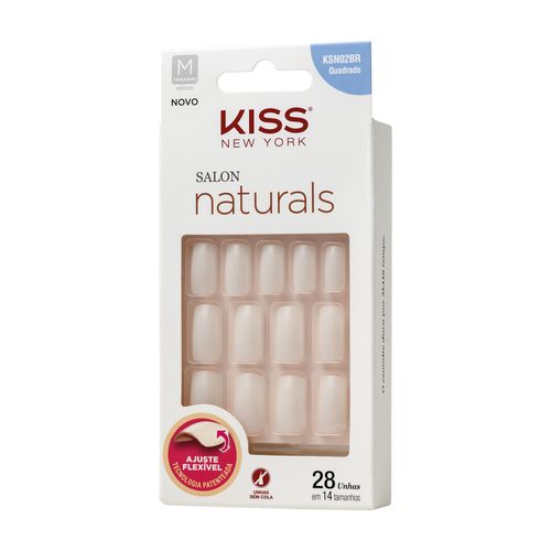 Unha Postiça Salon Naturals Quadrado Médio - Kiss New York