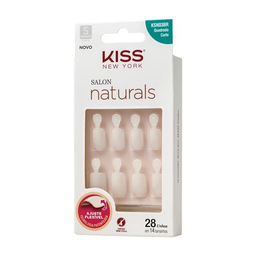 Unha Postiça Salon Naturals Quadrada Curto com Aba - Kiss New York