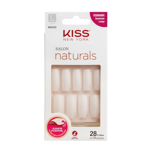 Unha Postiça Salon Naturals Quadrada Longo - Kiss New York