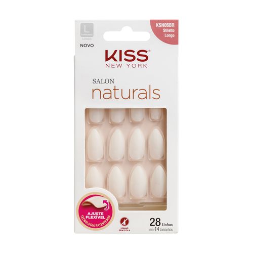 Unha Postiça Salon Naturals Stilleto Longo - Kiss New York