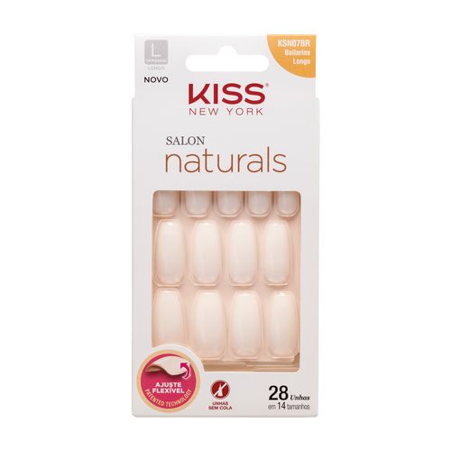 Unha Postiça Salon Naturals Bailarina Longo - Kiss New York