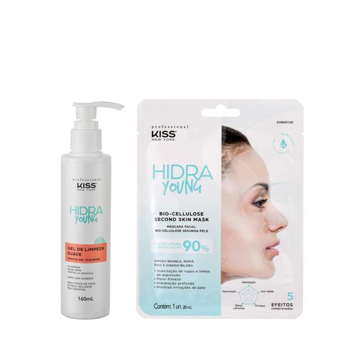 Kit Gel de Limpeza Suave + Máscara Facial de Bio-Cellulose - Hidra Young